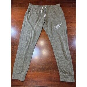 Nike Gym Vintage Joggers Womens Medium Olive Green Script Logo Sweatpants